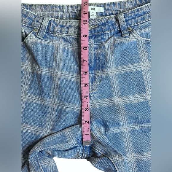 Nordstrom BP High Waist Relaxed Wide Leg Windowpane Plaid Jeans Women’s 31 - Picture 8 of 10